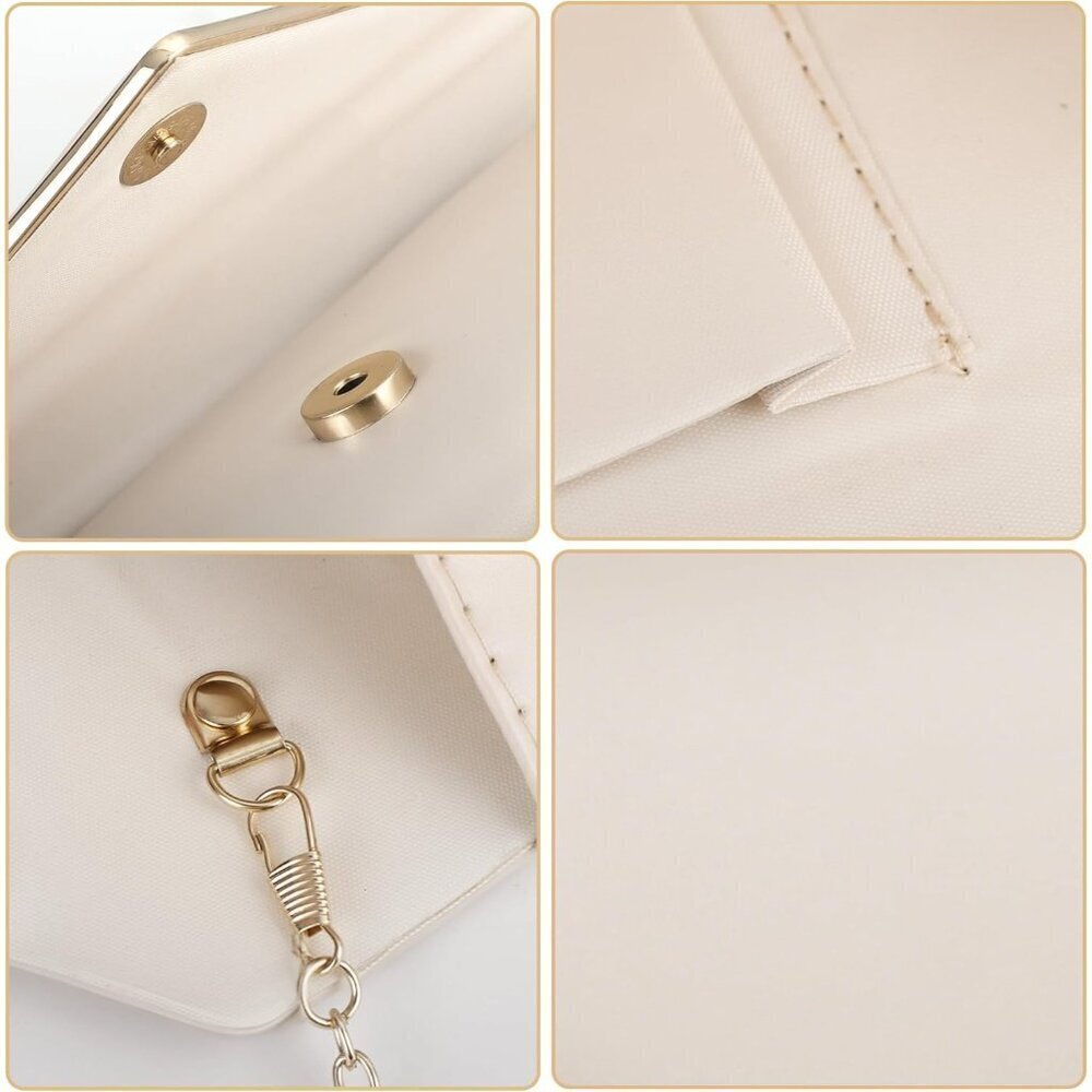 🆕Women's Nude Clutch Purses Sparkling Envelope Evening Bag Detachable Chain - Picture 3 of 7